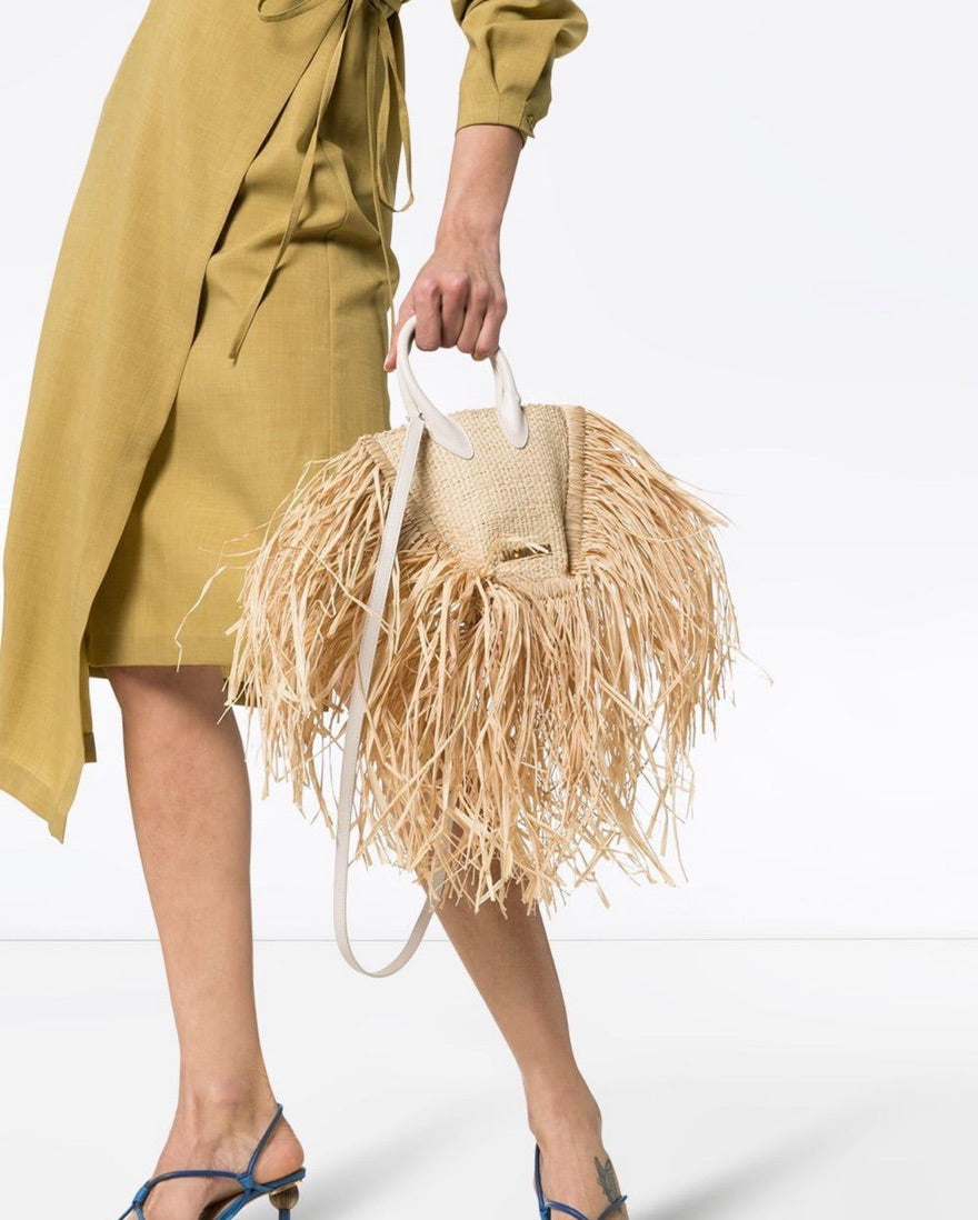 JACQUEMUS Le Petit Baci raffia tote bag