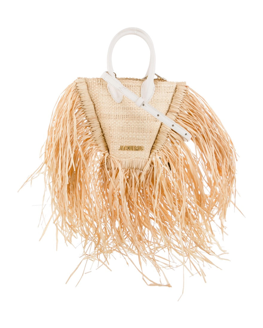JACQUEMUS Le Petit Baci raffia tote bag