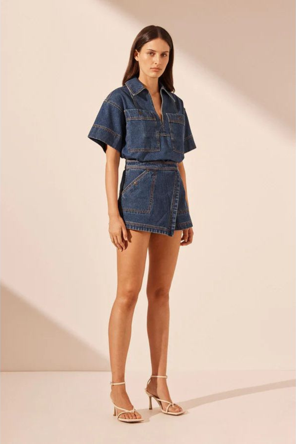 Rita Denim Skort Set