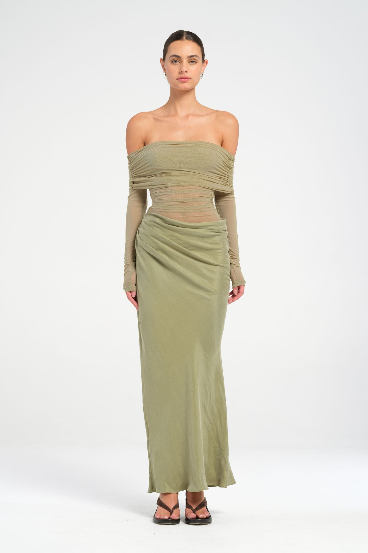 Yasmin Off-Shoulder Maxi Dress | Pistachio