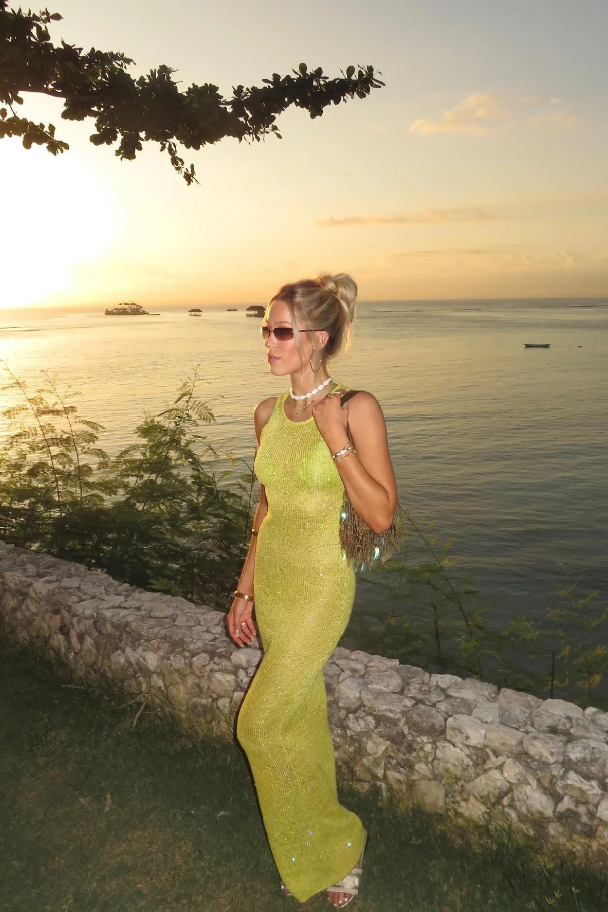 asta resort natalia dress - chartreuse sequin Asta Resort Natalia Dress Borrowed From