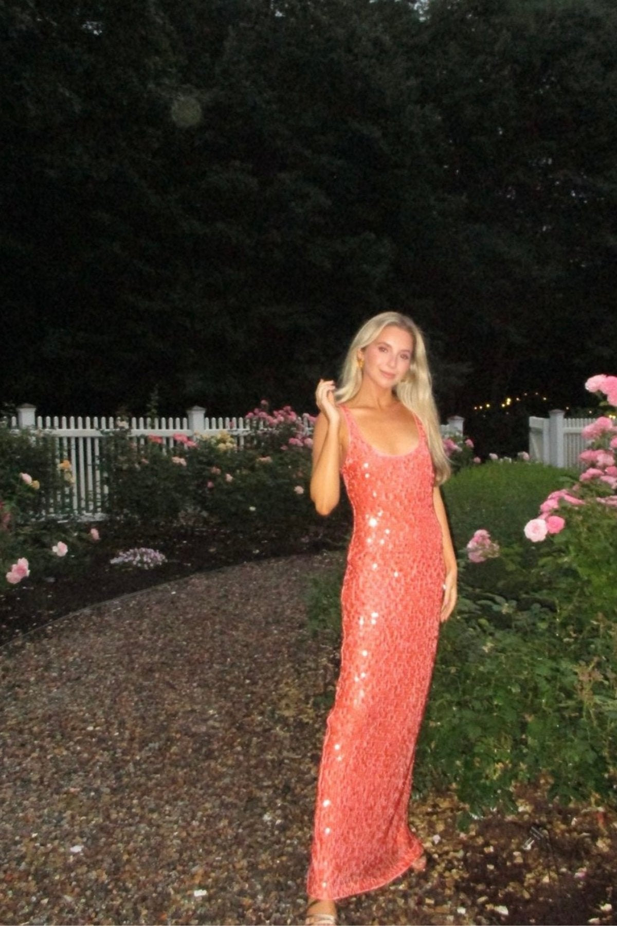 Bex Sequined Maxi Dress | Grapefruit - Saudade