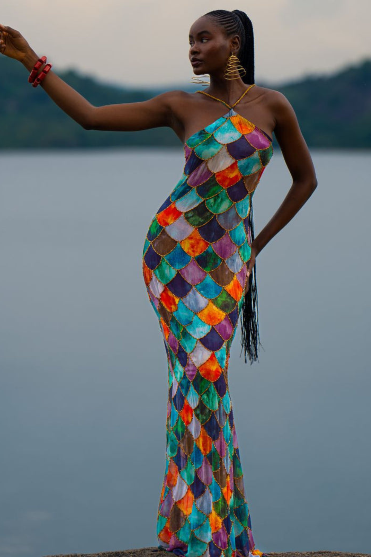 Mami Beaded Halter Neck Maxi