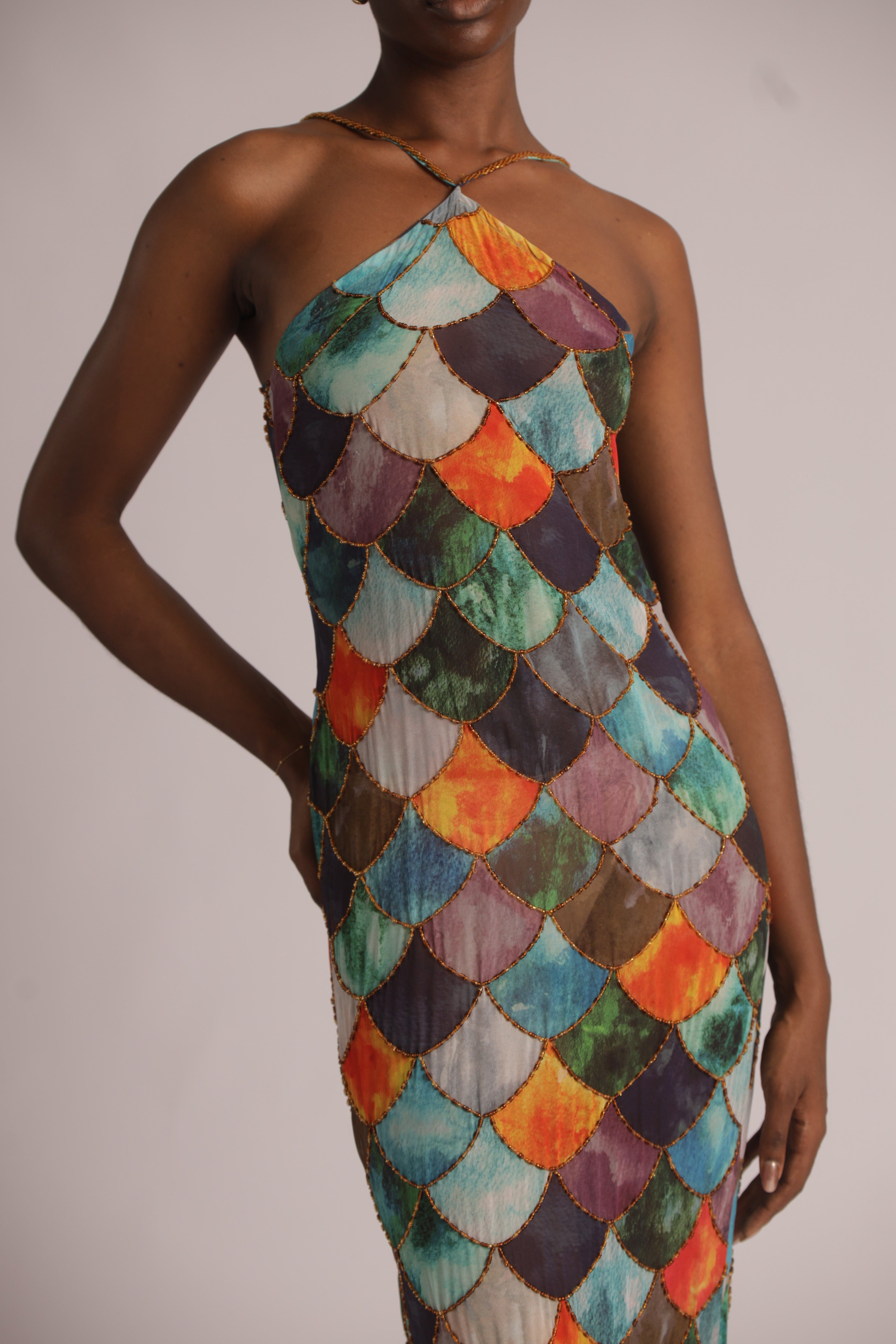 Mami Beaded Halter Neck Maxi